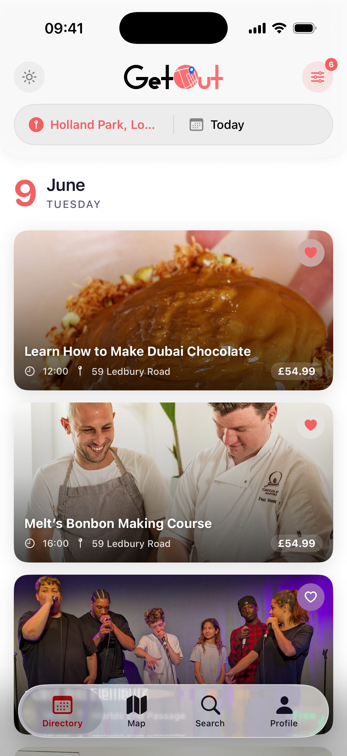 Getout mobile app — events near you